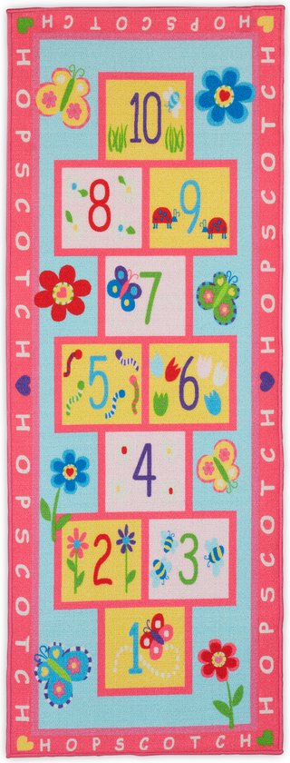 Relaxdays speelkleed hinkelbaan - met hinkelspel - 179x67 cm - voor kinderkamer van Relaxdays