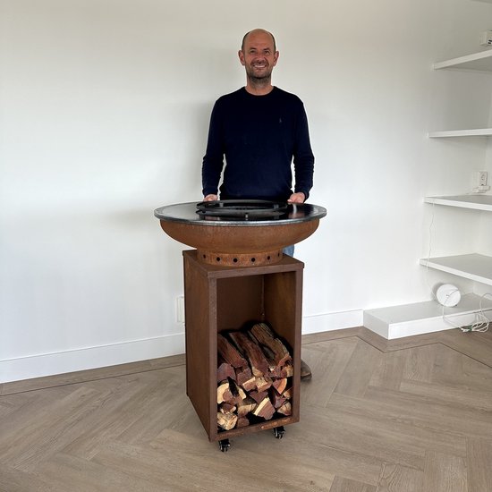 RJRoyal Living Plancha BBQ Camarada volledig Cortenstaal met 8 mm 70cmØ conische Bakplaat van RJRoyal Living