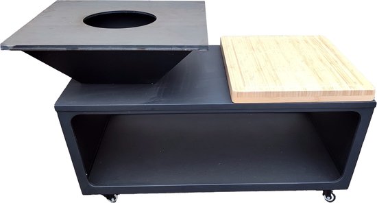 RJRoyal Living Plancha grill BBQ Compania grillring met snijplank en hoes en houtopslag vuurschaal rvs buitenkeuken grillring voor buiten van RJRoyal Living