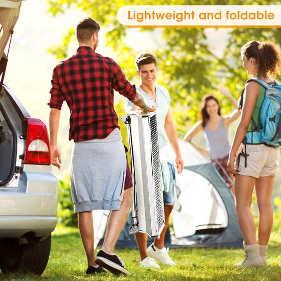 Roestvrijstalen BBQ houtskoolgrill rookgrill opvouwbaar draagbaar voor koken in de open lucht camping wandelen picknick backpacks groot zilver van Sorara