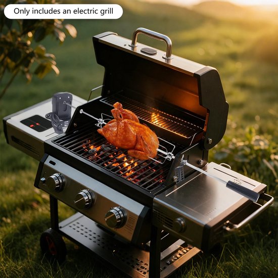 roestvrijstalen grillspit - elektrische BBQ-draaispitkit 360 ° - Automatische rotatie -17,6 lbs belasting voor buitencamping familiebarbecue van Futchoy