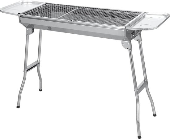 Roestvrijstalen houtskoolbarbecue inklapbaar - Draagbare campingbarbecue met staande grill - 74 x 33,5 x 71,5 cm Barbecue van Bu-Ko