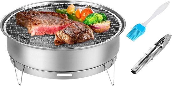 Roestvrijstalen Opvouwbare BBQ-grill - Houtskoolbarbecue voor Buiten Koken - Camping en Outdoor Grill . van Vernieuwend Wonen