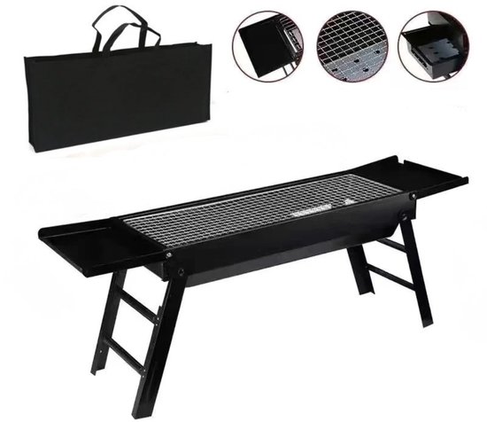 Rolu BBQ – Barbecue – Grill – Houtskool BBQ – Camping – Voor 3 Tot 5 Personen – 60 x 22 x 33 CM – Inclusief Opbergtas van Merkloos