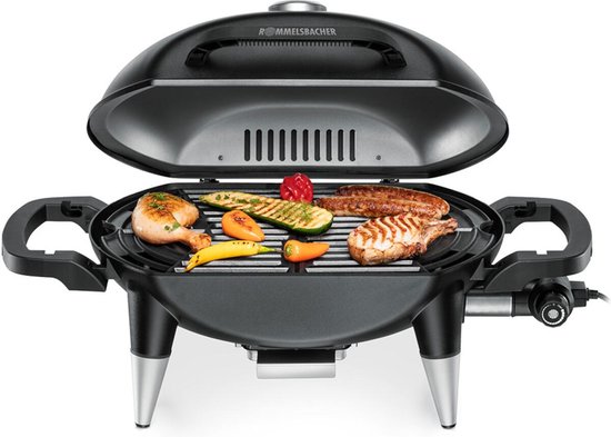 Rommelsbacher Barbecuegrill BBQ 4000 – elektrische BBQ met deksel & thermometer – 2200W – gietijzeren grillrooster – voor binnen & buiten van Rommelsbacher