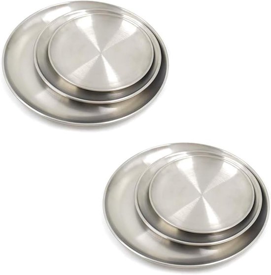 Ronde RVS Borden voor Kamperen en Feestjes, Duurzame Borden in Diverse Maten (14/17/20 cm) voor Picknick en Keuken