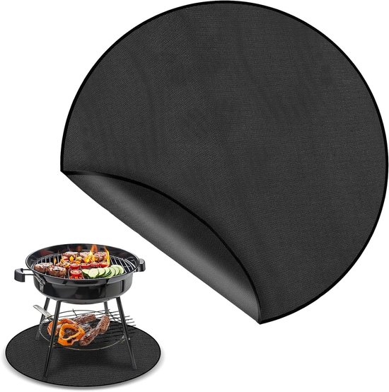 Ronde vuurkorfmat van 60 cm, water- en olieafstotend, herbruikbare hittebestendige barbecuepad voor buiten koken op terras en gras