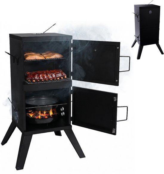 Rookoven - zwart - 57x108,5x56 cm - met deur - metaal