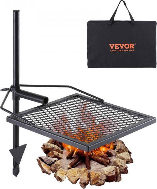 Rotisserie draaigrill staal 405 x 405 mm houtskoolgrill draagbare grill grillrek 6 kg draagvermogen 300 ? vrijstaand spit braadgrill BBQ grill grilltrolley barbecue camping van TecTake