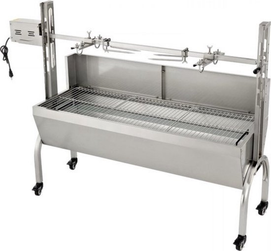 Rotisserie draaispit - BBQ 2 in 1 - RVS Rotisserie 60 kg - In Hoogte Verstelbaar - Oven - Motor - Elektrische Grill met Deksel & Accessoires van Merkloos