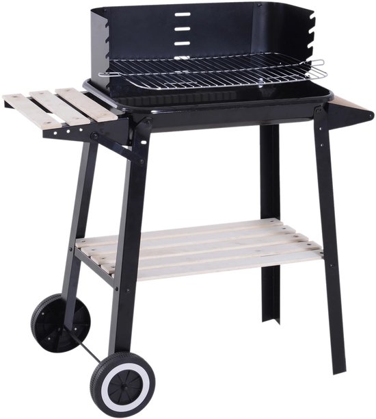 Rumi barbecue - Houtskoolbarbecue - Houtskoolbbq - cilindervorm - Outsunny Barbecue - Houtskool Hoogte Grills - Verstelbare Planken Wielen barbecue- afmeting barbecue 83X37X87 Cm van Merkloos