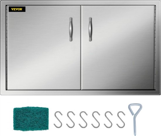 Rvs 88 x 48 cm Bbq dubbele deur met voering van Happybuy