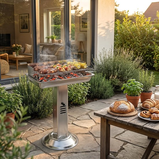 RVS houtskool barbecue verstelbare hoogte met aslade ventilatie voor tuin camping buiten gebruik van Merkloos