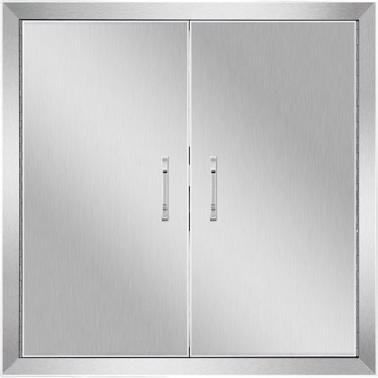 RVS Keukendeur Dubbel voor Buitenkeuken en BBQ Eiland - 61 x 61 cm van Merkloos