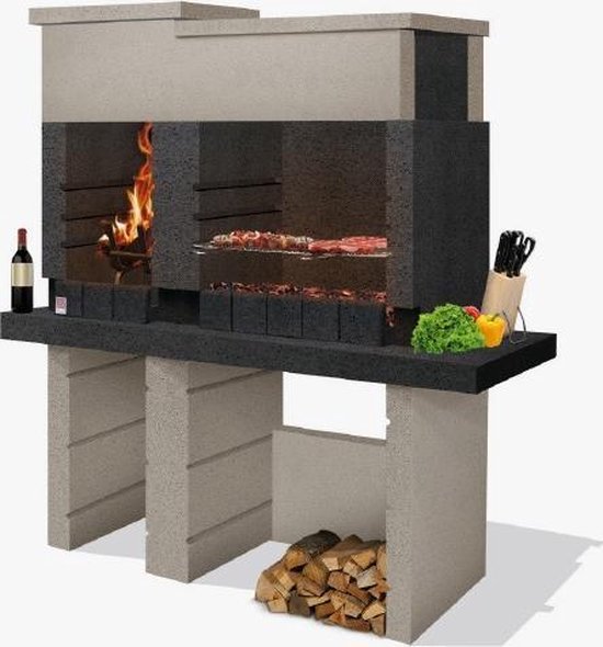 Sarom Fuoco - Betonnen barbecue - San Pedro - Houtskool en hout - 160 x 51.5 x 172,2 cm van Sarom