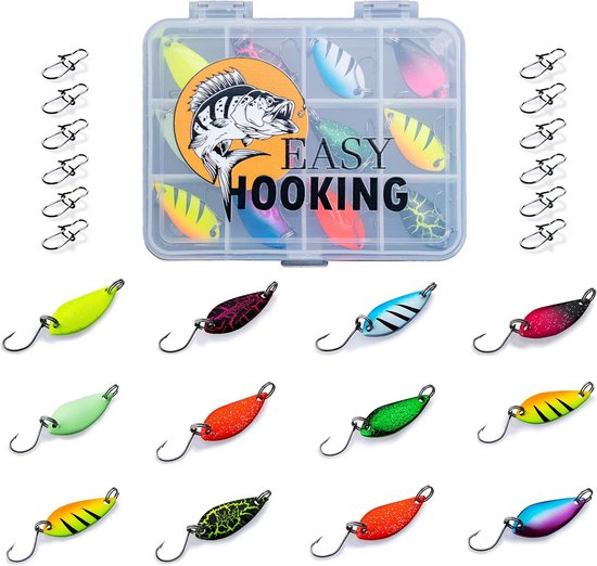 Set van 25 Pittige Kunstaasjes voor Baars, Snoek en Forel met Opbergdoos van Merkloos