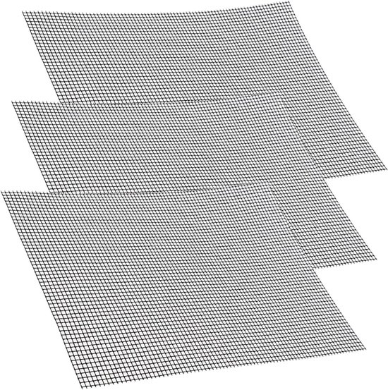 Set van 3 Herbruikbare Grillmatten met Antiaanbaklaag, 42 x 36 cm, Ideaal voor BBQ, Gas- en Houtskoolgrills, Oven en Koken van Merkloos