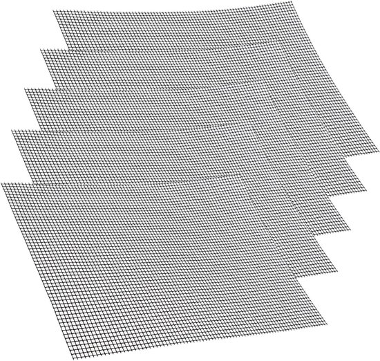 Set van 5 Herbruikbare Grillmatten, Antiaanbak Grilmatten voor Gas- en Houtskoolgrills, 42 x 36 cm, Ideaal voor BBQ, Oven en Airfryer
