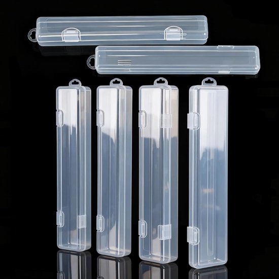 Set van 6 Bestekdozen - 27 cm Plastic, Draagbare Opbergdoos voor Herbruikbare Eetstokjes, Lepel en Vork, Ideaal voor Buiten, Reizen en Kamperen