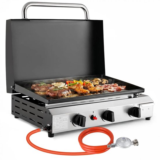 Seth Select Gas BBQ - BBQ op gas - Draagbare propaangrill - Gasbarbecue - 3 Burner Gas Grill - Gasgrill - Compact en draagbaar tafelmodel. van Merkloos