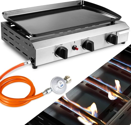Seth Select Gasbarbecue 3 Branders – Draagbare Tafelgrill met Grill-, Bak- en Kookfunctie voor Camping, Picknick, Balkon, Tuin en BBQ