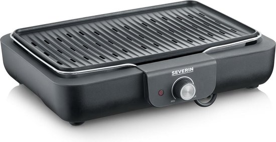 Severin PG 8556 - Electrische Tafel BBQ Grill - 2300 W - 230 °C - Geribbelde grillplaat - Zwart Roestvrijstaal van Severin