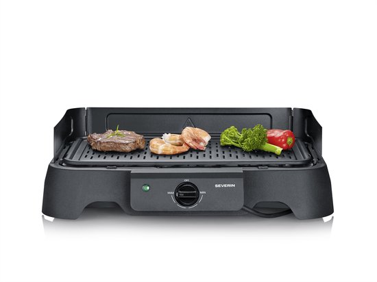 Severin PG 8595 Tafelgrill – 2000 W – Aluminium Grillplaat – Glad & Geribbeld – Zwart van Merkloos