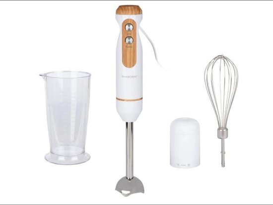 SILVERCREST® Staafmixer Wit 600W - 3 in 1 - 5 snelheden - Met turboknop - Voor het mixen, pureren en fijnhakken van SilverCrest