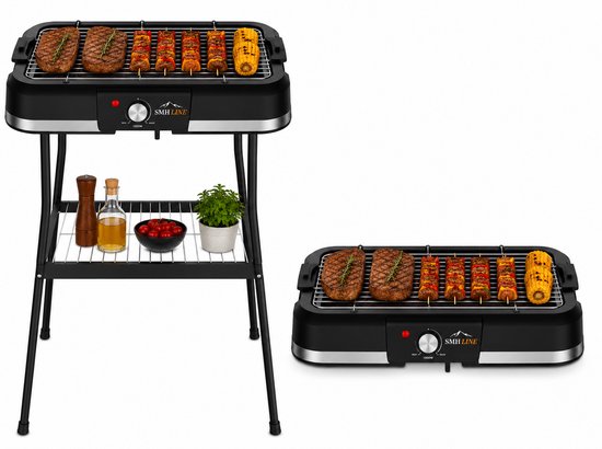 SMH LINE® Elektrische BBQ - Staand en Tafelmodel Barbecue - 40x25cm - Tafelbarbecue - 1500W - Zwart