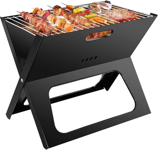 SMH LINE® Opvouwbaar Houtskool Barbecue - Draagbaar BBQ - Draagbare Camping Grill - 45 x30x35cm - RVS - Incl. Roosters van SMH LINE®