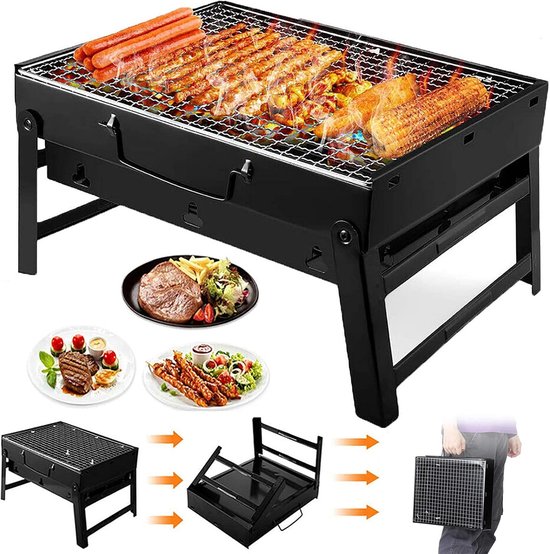 SMH LINE® Opvouwbaar Houtskoolbarbecue - Draagbaar BBQ - Draagbare Camping Grill - 36x27x20cm (LxBxH) - Incl. Roosters van SMH LINE®
