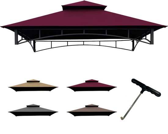 SnelShoppen - CoastShade 8x5 Grill-Barbecue Tuinhuisje met Dubbel Gelaagd Vervangend Luifeldak - Bruin Buiten Tent voor Tuin, Camping en Feesten