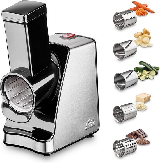 Solis Slice & More 8401 Multifunctionele Groentesnijder en Rasp - RVS Foodprocessor - Hakmolen Elektrisch - Chopper - Zilver van Solis
