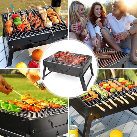 Soroh® - Opvouwbare BBQ -Draagbare opvouwbare grill met rooster -Portable Vouw Barbecue - Festival BBQ - Camping - Tafel - Zomer - Rechthoekig - 40 x 27 x 20cm - Zwart van Soroh®