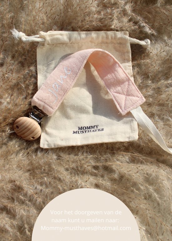 Speenkoord met naam - katoen - Zalm roze - houten knop - speenketting met naam - fopspeen - accessoires baby - baby - gepersonaliseerd kraamcadeau - stof - jongen - meisje - katoen - roze - ZIE BESCHRIJVING VOOR HET DOORGEVEN VAN DE NAAM van Hetolfs Selectie