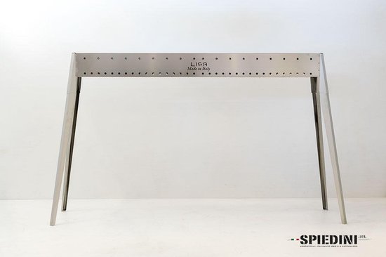 Spiedini - BBQ Miami 120 - Smalle dubbelwandige barbecue voor saté of spiesjes (120 cm) + rooster (37 cm) - Roestvrij staal van Merkloos