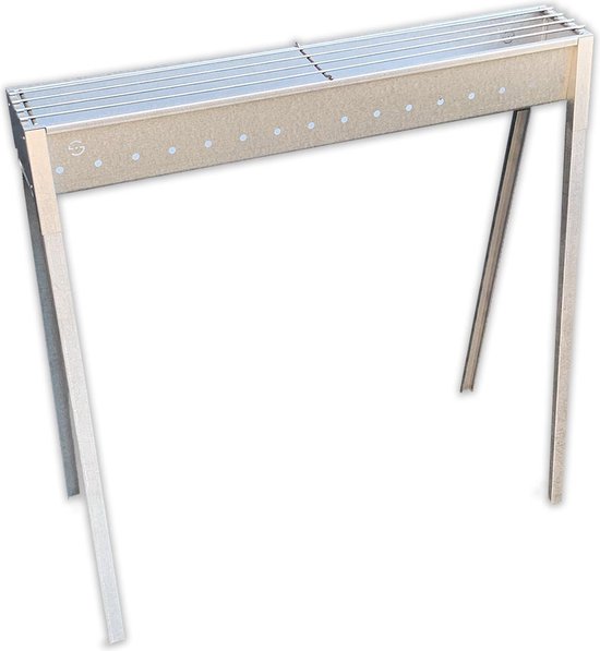 Spiedini Saté-bbq Bali 80 - Smalle houtskoolbarbecue met horizontaal rooster voor sate of andere spiesjes - 80 cm lang (let op: 11 cm smal) - Materiaal: gealuminiseerd ijzer van Rover BBQs