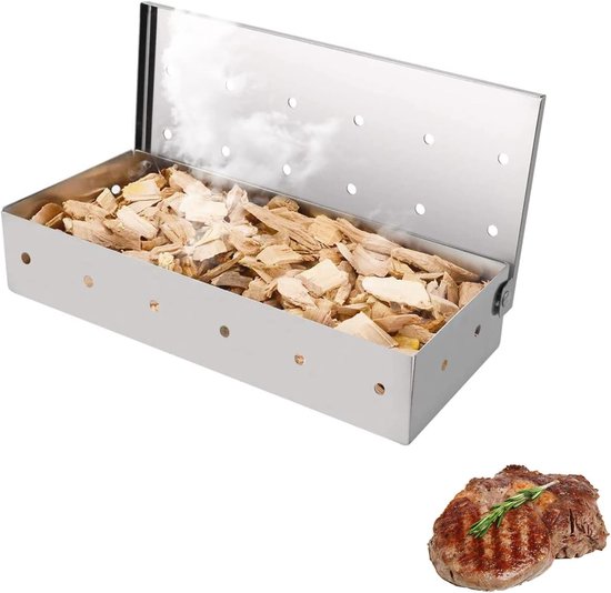 Stainless Steel BBQ Grill Smoker Box - voor Smoker - Charcoal - Gas Barbecues van Merkloos