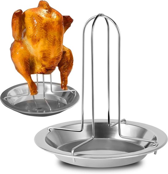 Stainless Steel Kippenhouder voor Grillen en Oven - Ideaal voor Barbecue en Kookaccessoires, 1 Stuk