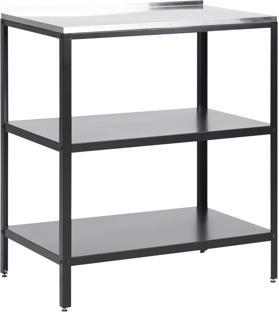 Stalen Keuken Eiland - Buitenkeuken Trolley - Buiten Koken - Roestvrij Staal Werkblad - 80x50x90 cm - Zwart
