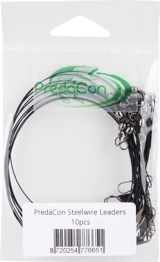 Stalen onderlijn - 10 stuks - Zwart - 25cm - 14kg - Roofvis kunstaas onderlijnen - Snoek onderlijn van Jenzi