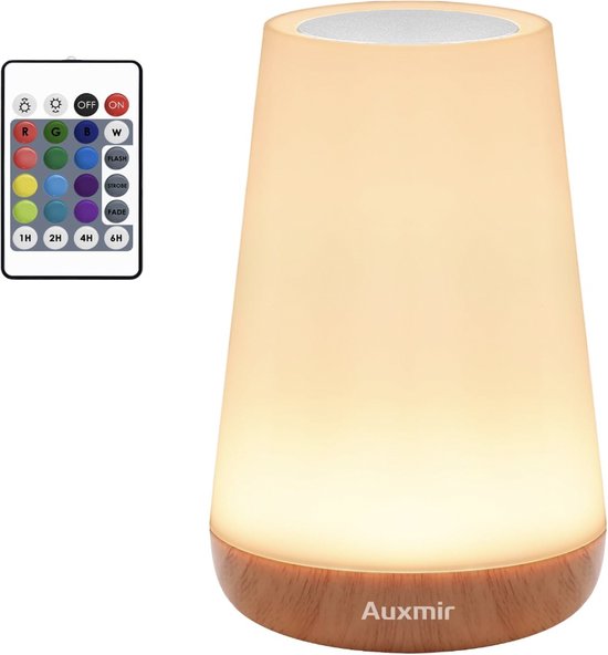 Stellar nachtlamp - Nachtlampje - Nachtlampje Touch dimbaar - Tafellamp - Tafellamp slaapkamer - Nachtlampjes - Bedlampje - Tafellamp met Afstandsbediening, 13 Kleuren, 5 Helderheid, 4 Standen van Stellar