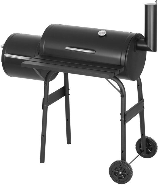 Stemily 2-in-1 BBQ - Grill & Roker - Houtskool - Thermometer - Wielen - Zijtafel - Grilloppervlak: 25x30cm - 115x53x114 cm van Stemily