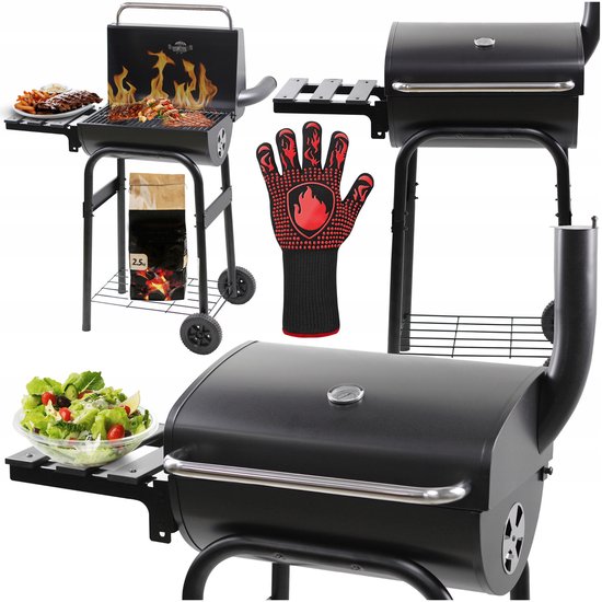 Stevige Koolgrill met Wielen, Deksel, Plank & Thermometer van Merkloos