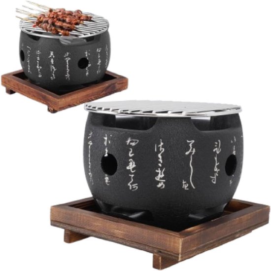 Stijlvolle Mini Portable BBQ Grill - Ronde Houtskool Oven voor Tafel - Huishoudelijke Barbecue Stove (L) van Merkloos
