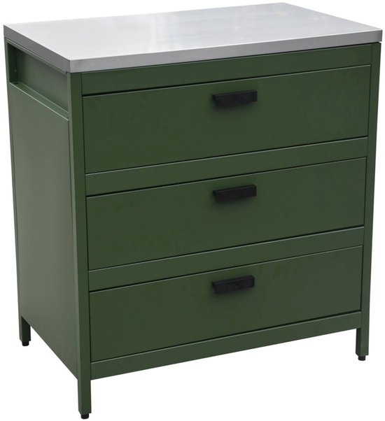sweeek - Buitenkeukenmodule met 3 lades staal 80x51x87,5cm - naxos van Sweeek