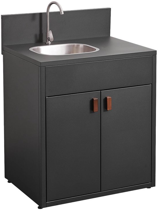 sweeek - Buitenkeukenmodule met gootsteen en 2 deuren van staal l80cm - thira van Sweeek