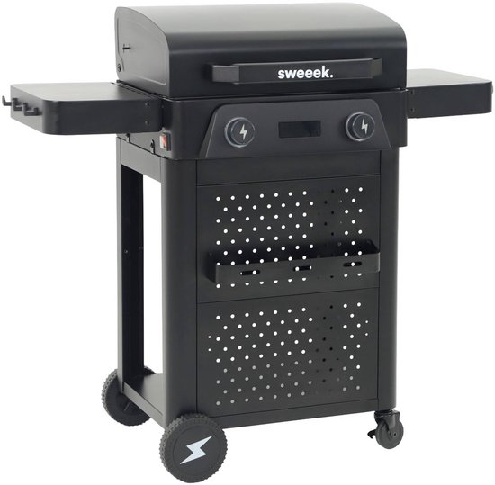 sweeek - Elektrische barbecue 2 branders 2300w geëmailleerd staal, 2 zijtafeltjes, thermometer, bedieningspaneel - voltis