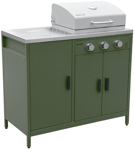 sweeek - Gasbarbecue met 3 branders, 3 deuren en 2 opbergruimtes 100 x 58,5 x 138,5cm - naxos