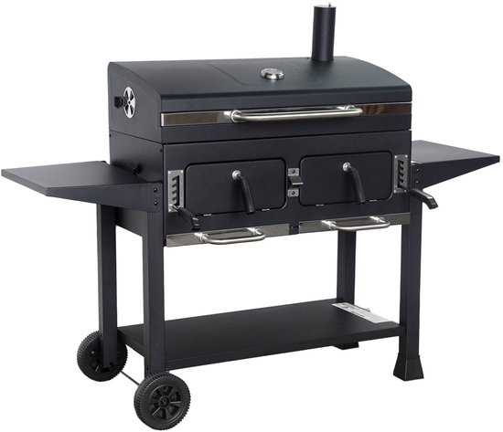 sweeek - Houtskoolbarbecue met luchtroosters, verstelbare houtskoolbak, asopvangbak en inklapbare tafels - bernard xl van Sweeek